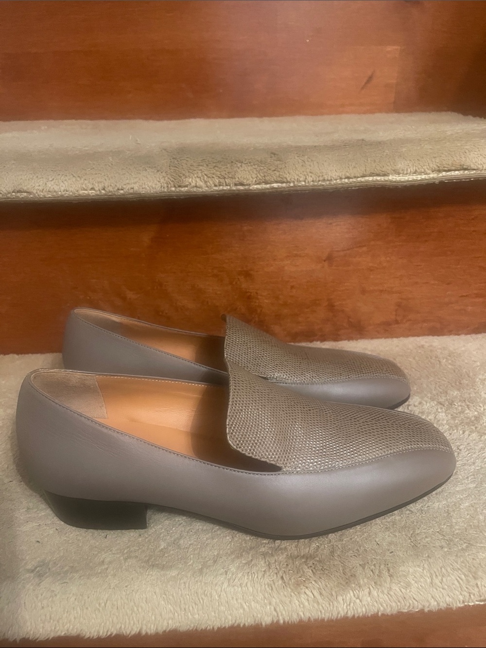 Rachel Comey Taupe Gray Textured Cheater Leather Loafers Size 38.5/ 8 U.S.